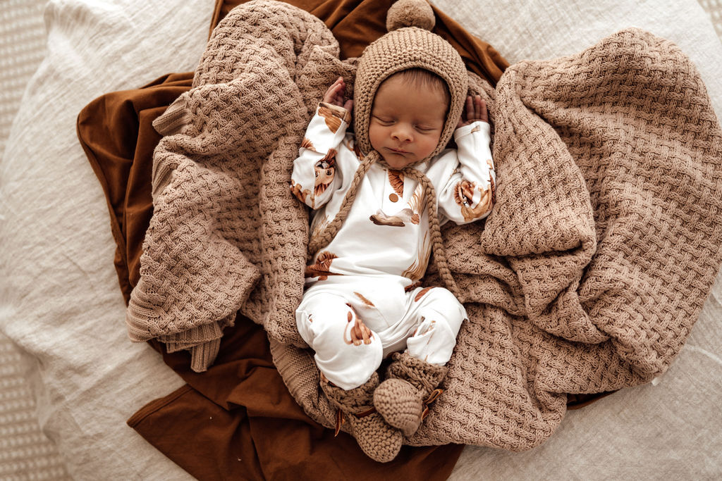 Fawn Merino Wool Bonnet & Booties