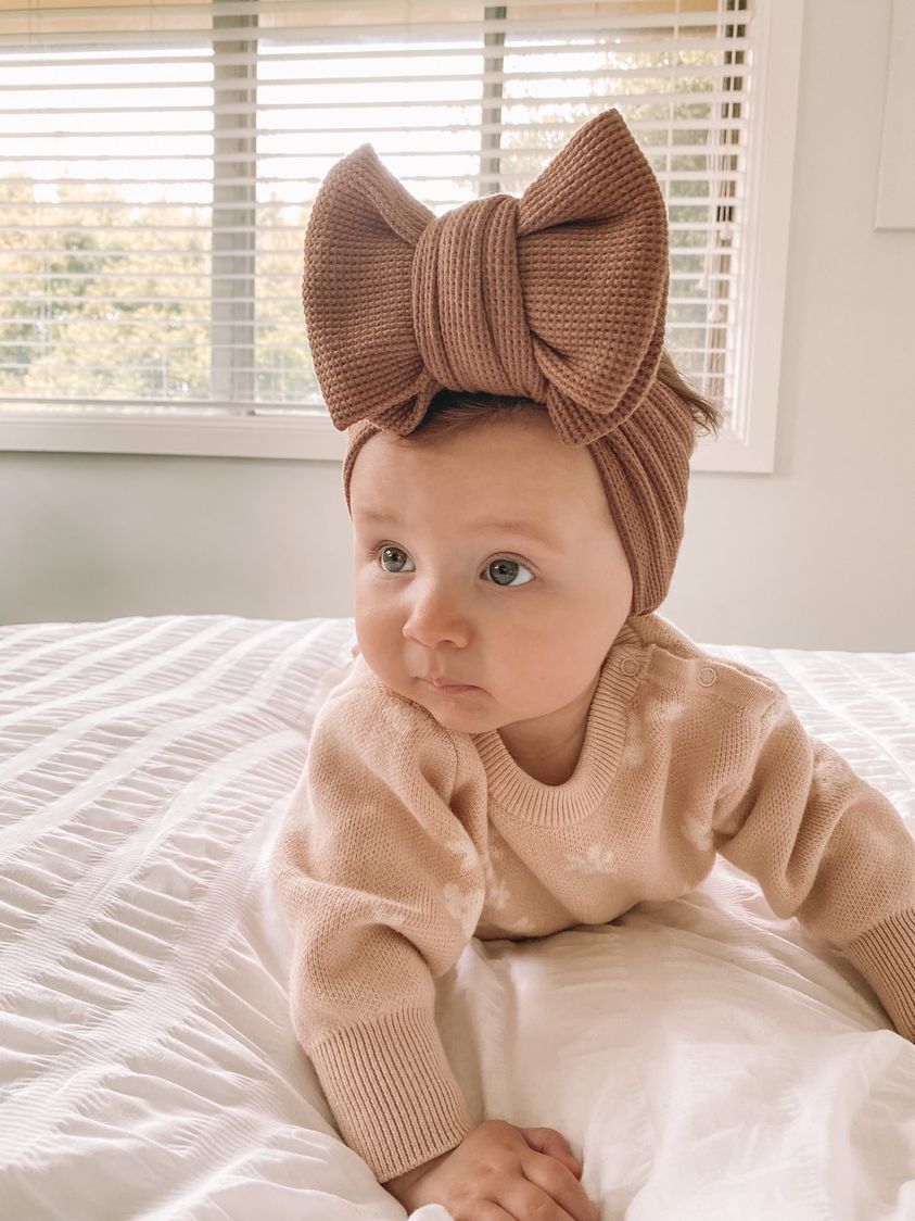 Waffle Knit Bow Cinnamon