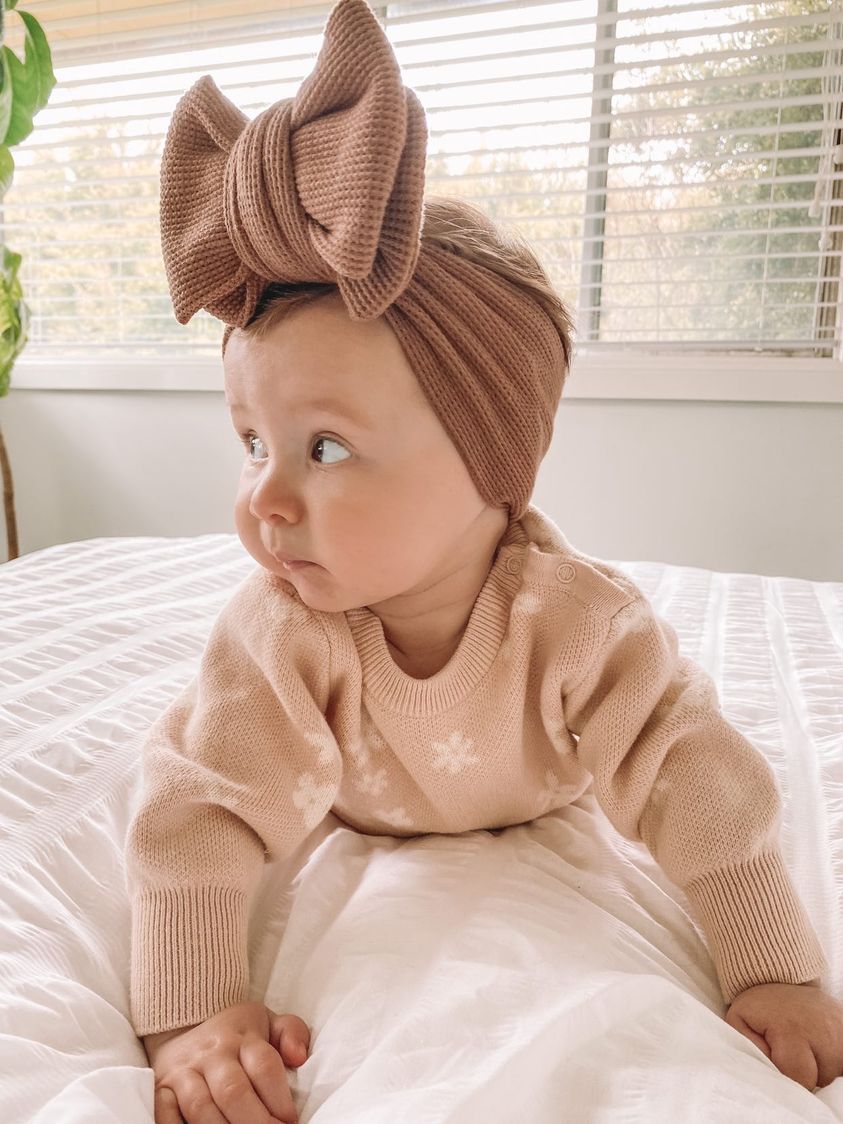 Waffle Knit Bow Cinnamon