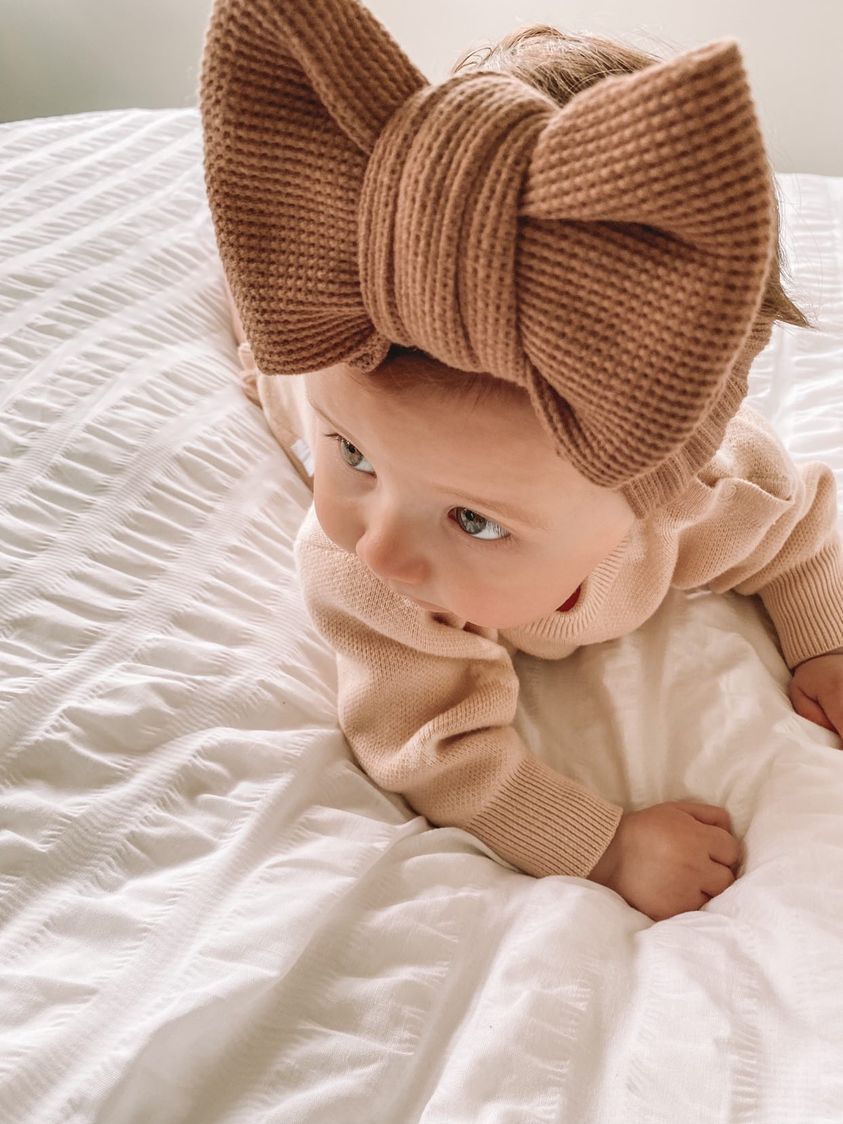 Waffle Knit Bow Cinnamon