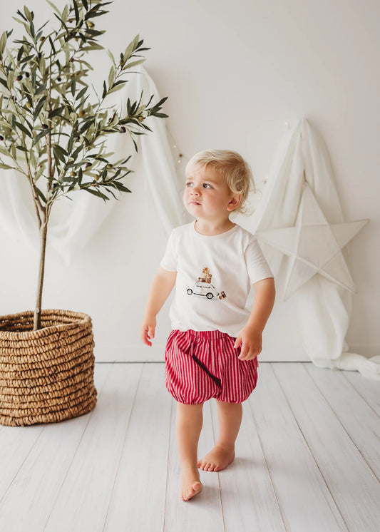 Pure linen bloomers - Red Stripe
