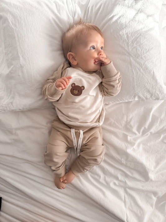 Organic Cotton Tao Sweatshirt - Biscuit/Cloud Bobbie Bear