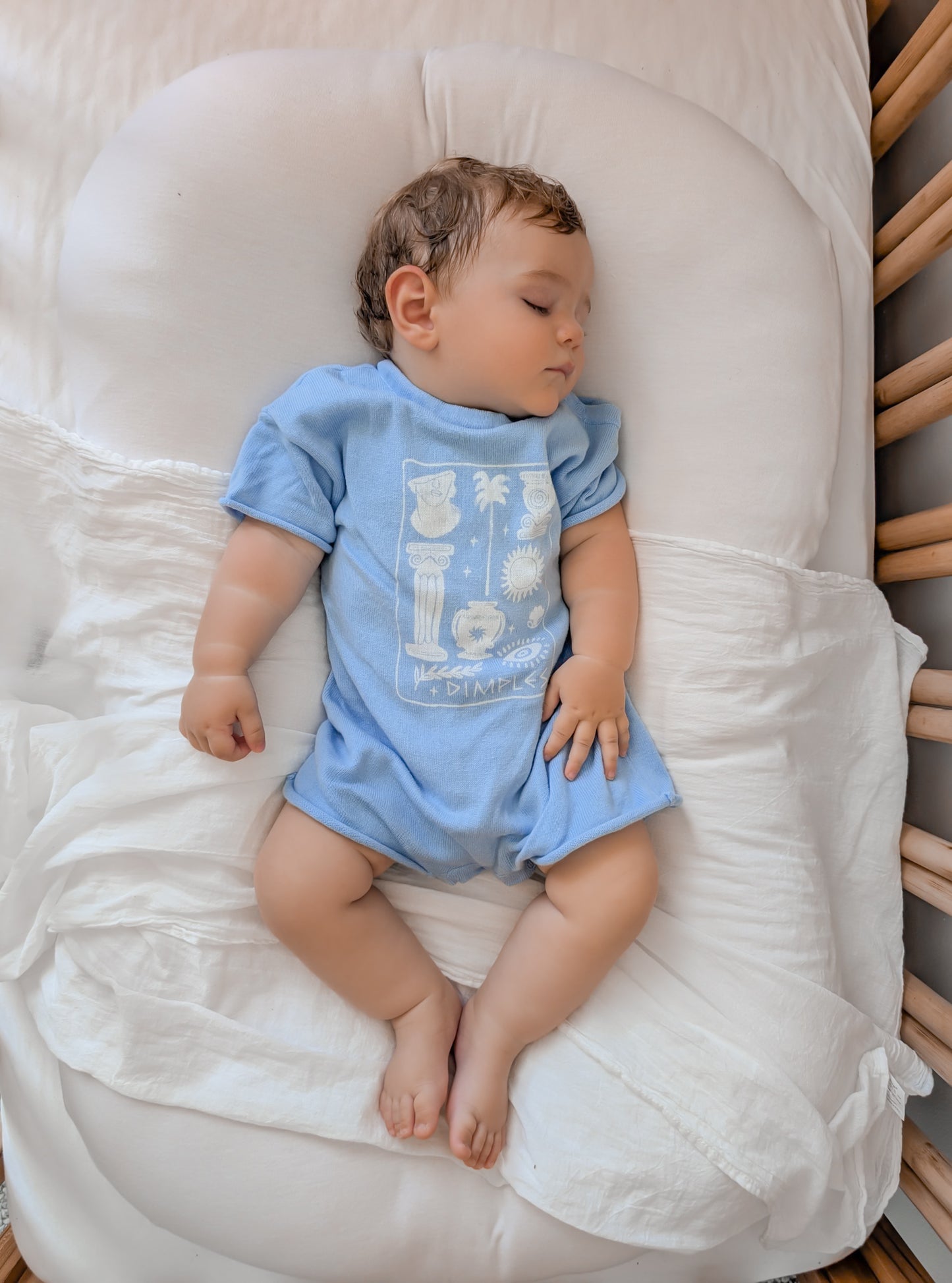 Aegean Blue | Summer Organic Cotton Baby Playsuit
