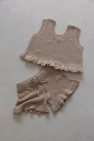 Knit Embroidered Top | Sand