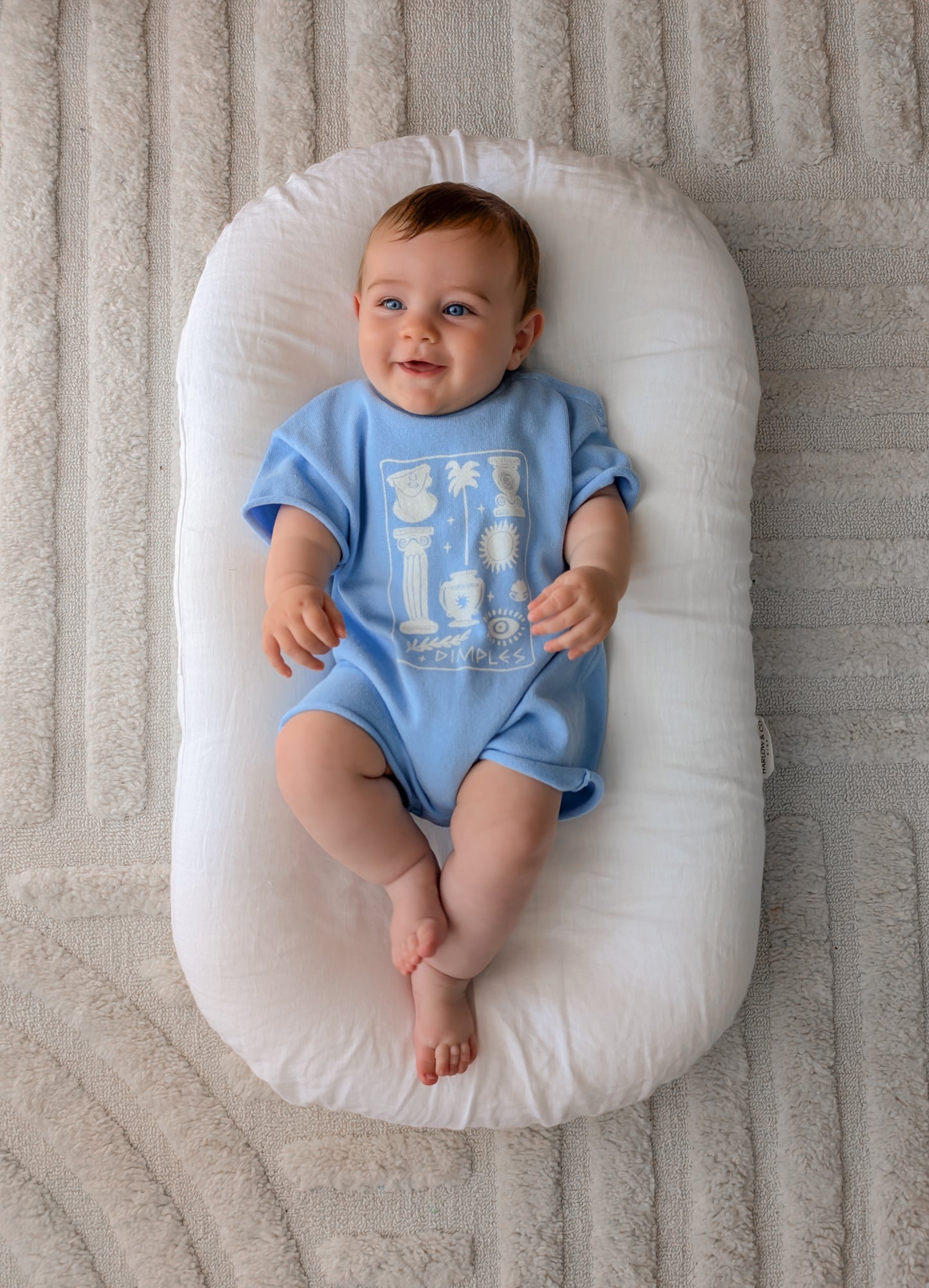 Aegean Blue | Summer Organic Cotton Baby Playsuit