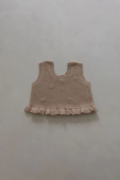 Knit Embroidered Top | Sand