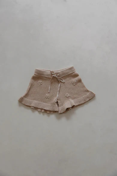 Knit Embroidered Shorts | Sand