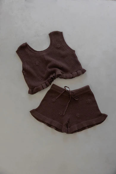 Knit Embroidered Shorts | Cocoa