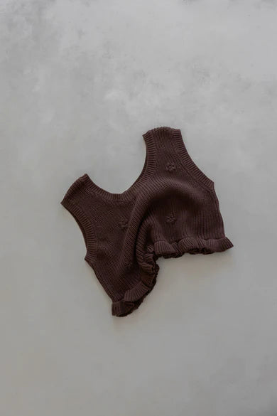 Knit Embroidered Top | Cocoa