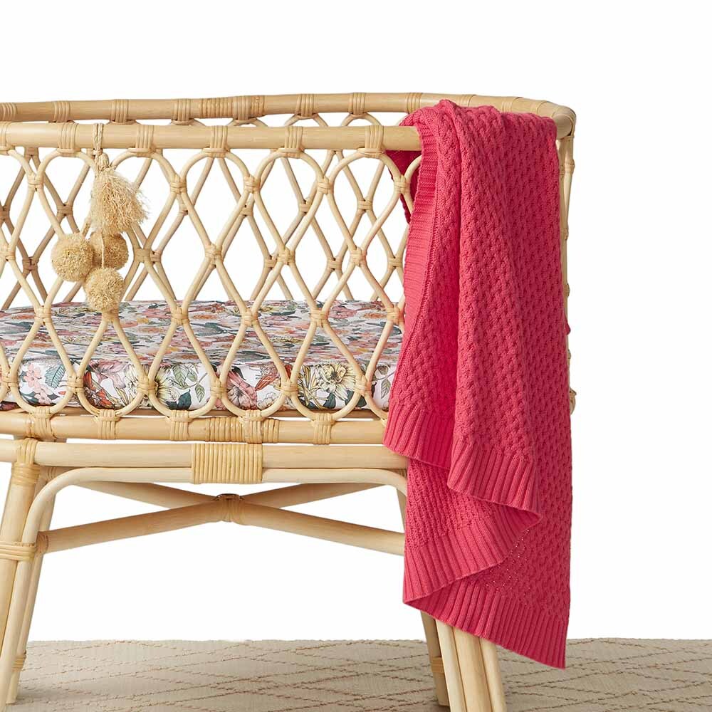 Hibiscus Diamond Knit Organic Baby Blanket